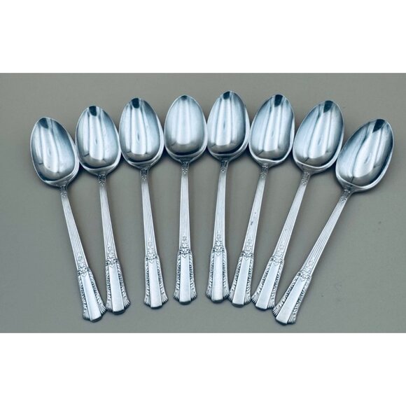 Set Of 8 International Silver Rogers 1940 TREASURE Silverplate Tea Spoons - Picture 1 of 10